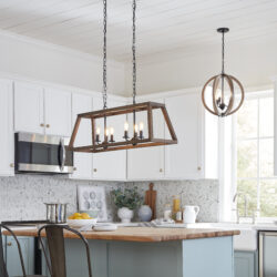 Elk Home Barrow linear chandelier 81417-6 and Barrow round chandelier 81405-3