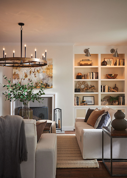 Hinkley wells chandelier in living room. | Lighting One blog.