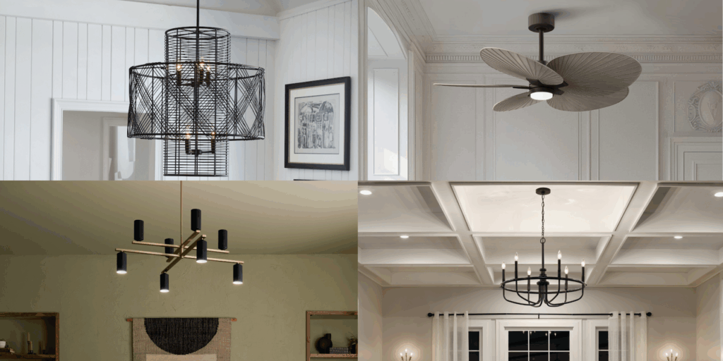 4 different light fixtures showcasing a variety of styles.