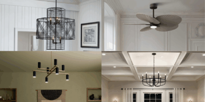 4 different light fixtures showcasing a variety of styles.