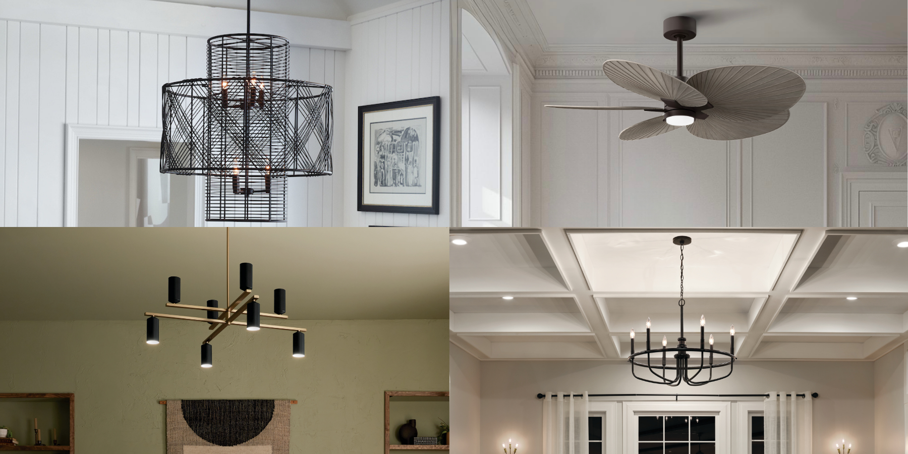 4 different light fixtures showcasing a variety of styles.